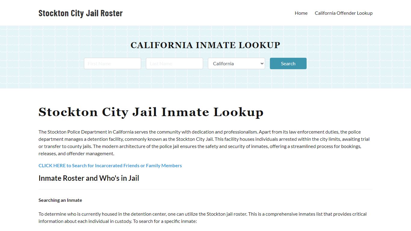 Stockton Police Department & City Jail, CA Inmate Roster, Arrests, Mugshots
